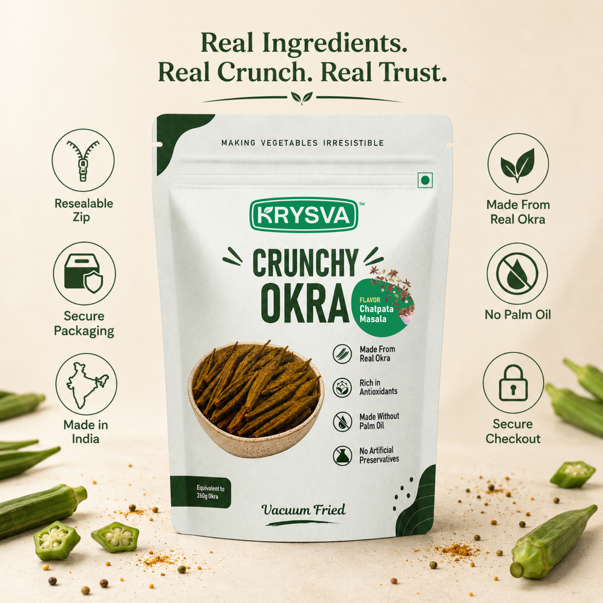 Vacuum Fried Okra (Bhindi)