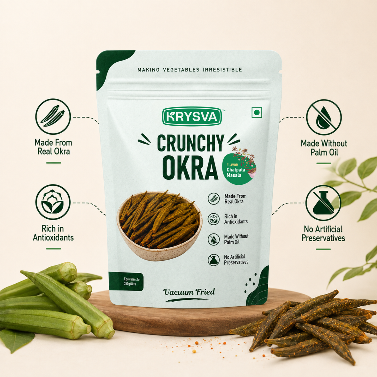 Vacuum Fried Okra (Bhindi)