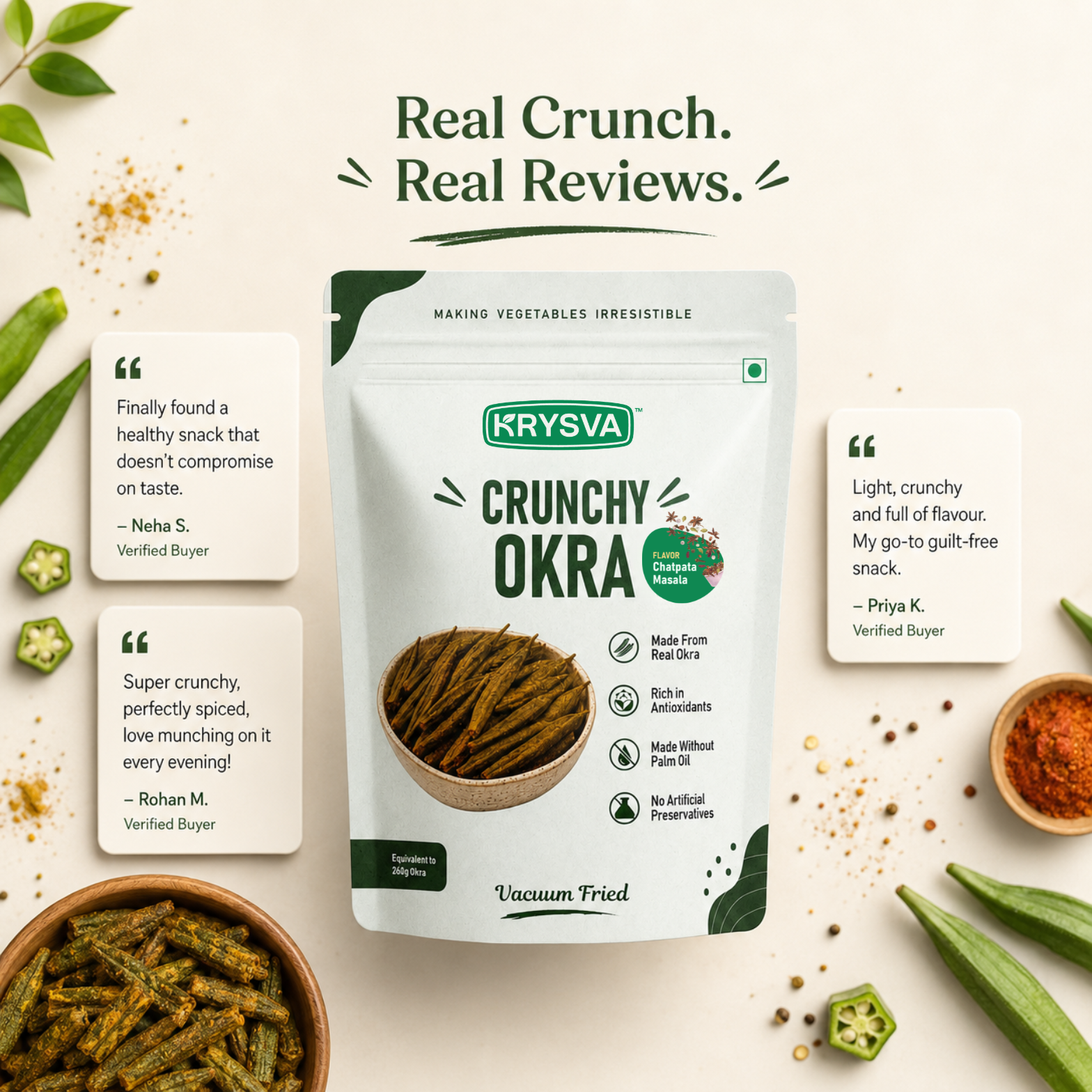 Vacuum Fried Okra (Bhindi)